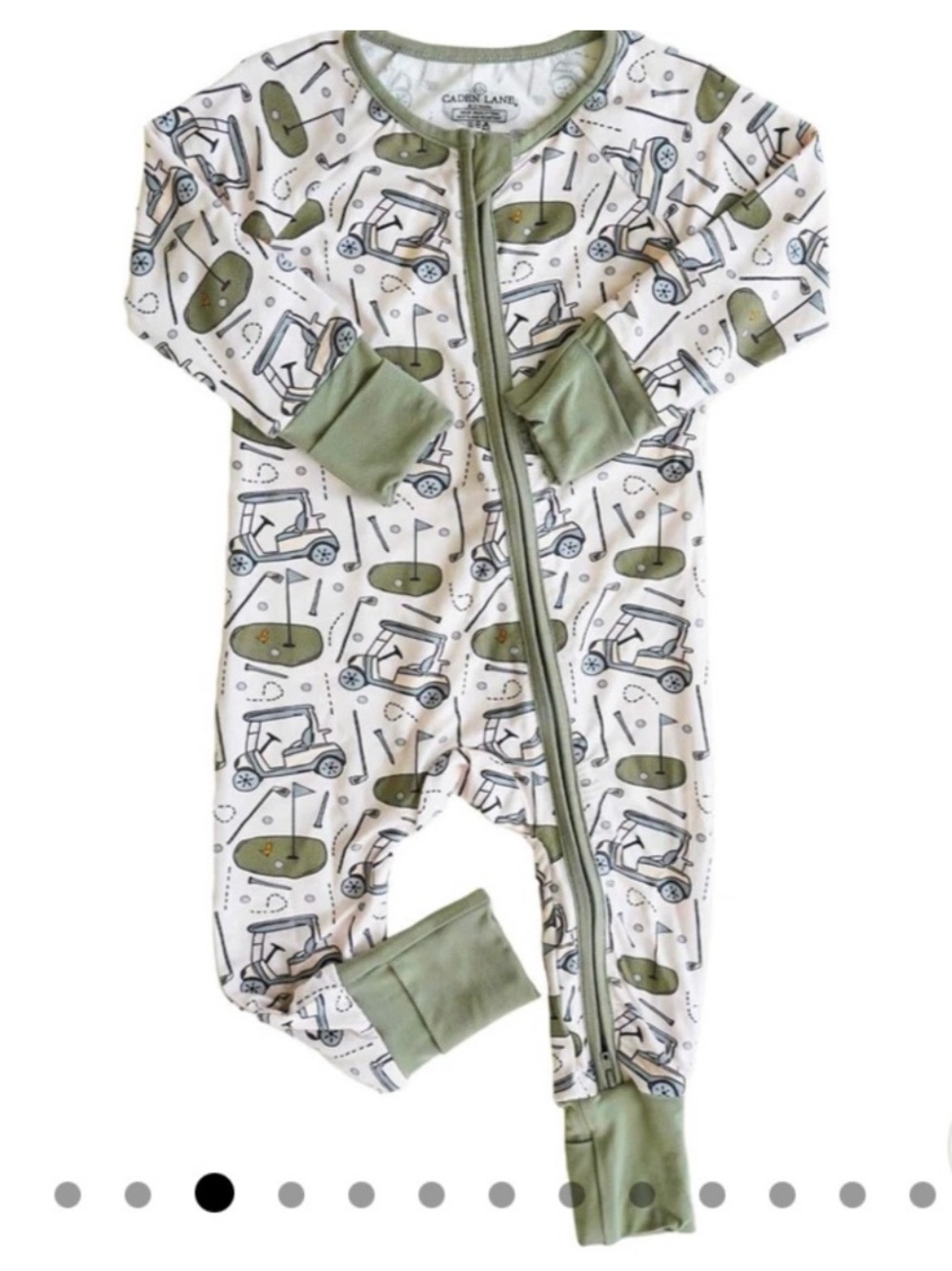 Caden Lane 0-3 Month Baby Golf Convertible Zip Romper Footie Pajamas Bamboo